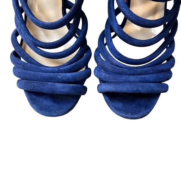 Christian Louboutin Macala Navy Blue Suede Gladiator Sandals Strappy Heels 38 - Picture 3 of 11